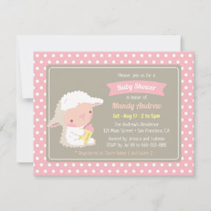 Invitation Bouteille de lait d'agneau mignon rose Baby Shower