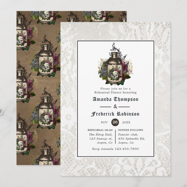 Invitation Bouteille de potion et dîner de répétition gothiqu (Devant / Derrière)