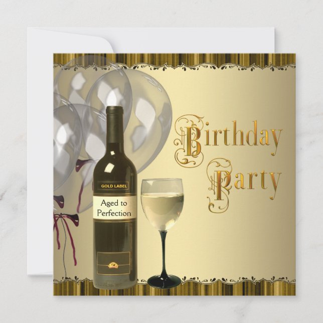 Invitation Bouteille de verre à vin Fête d'anniversaire à n'i (Devant)