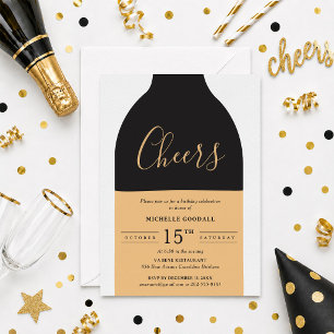Invitation Bouteille de vin à Cheers Fête d'anniversaire adul