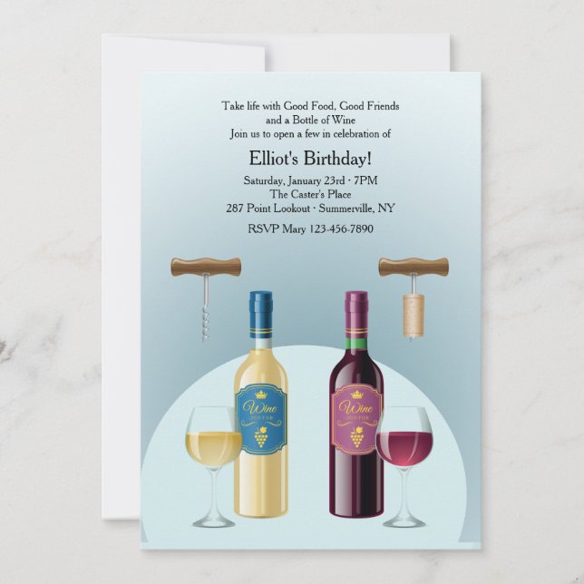 Invitation Bouteille de Vin Rouge et Blanc (Devant)
