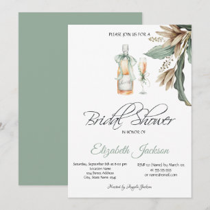 Invitation Bouteille de vin Verre Fleurs Vintage Shower de Ma