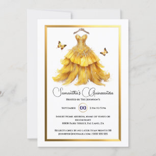 Invitation Bouteille en or jaune Quinceañera