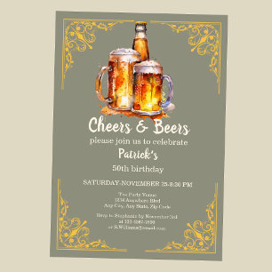 Invitation Bouteille en verre de bière 50e anniversaire