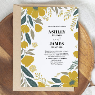 Invitation Bouteille Jaune Floral moderne Mariage