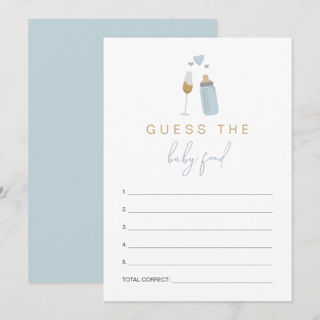 Invitation Bouteilles ANDI Blue Poppin' Guess the Baby Food G (Devant / Derrière)