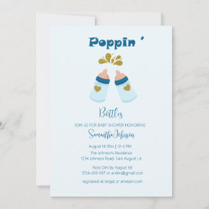Invitation Bouteilles bleu Poppin Boy Baby shower