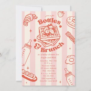 Invitation Bouteilles & Brunch Doodle Rose Girl Baby shower