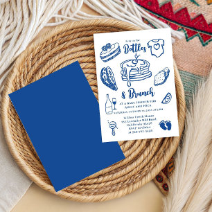 Invitation Bouteilles & Brunch Gribouillage Garçon Bleu Baby