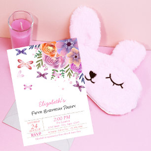 Invitation Bouteilles d'aquarelle Fleurs Anniversaire