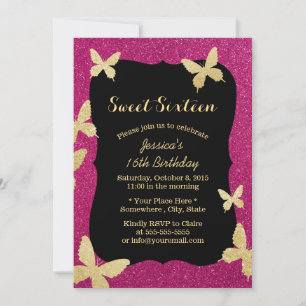 Invitation Bouteilles de Parties scintillant Or de luxe Sweet