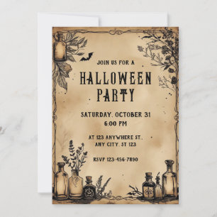 Invitation Bouteilles de potion Papier de parchemin Texture H