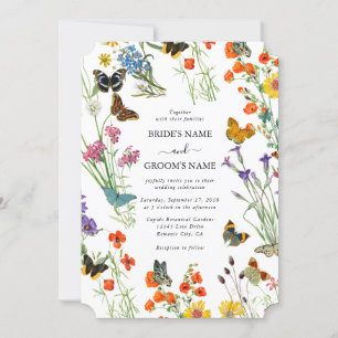 Invitation Bouteilles Fleurs sauvages Mariage floral