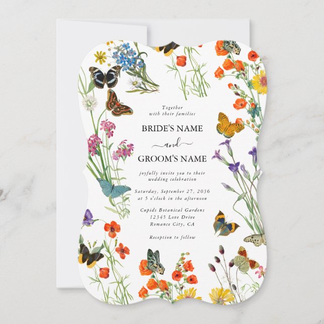 Invitation Bouteilles Fleurs sauvages  Mariage floral (Devant)