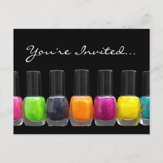 Invitation Bouteilles polonaises colorées, Fête de manucure d