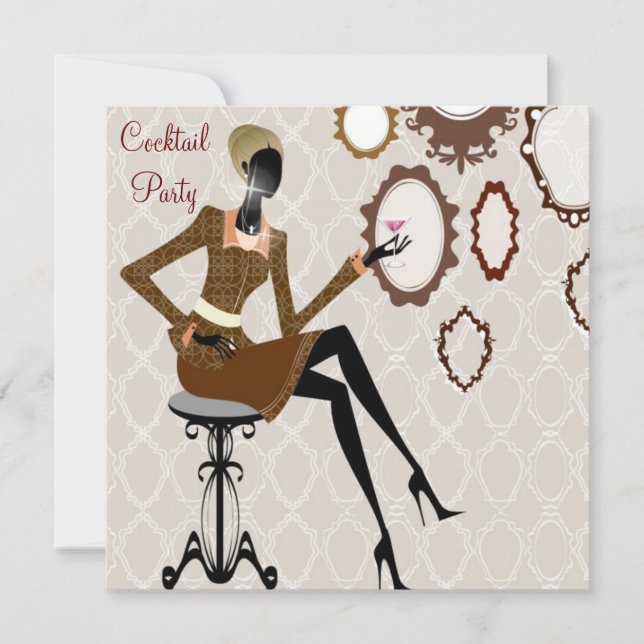 Invitation Boutique chic Soirée Cocktail en damas (Devant)