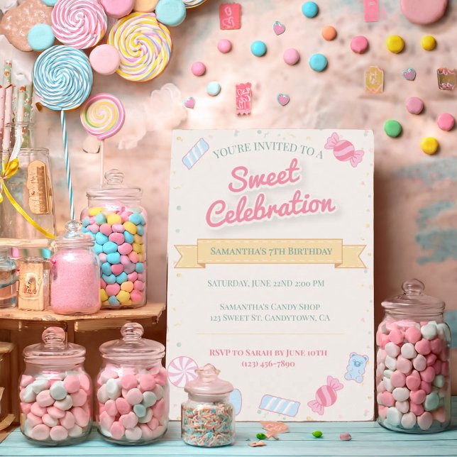Invitation Boutique de bonbons rétro Délice sucré (Créateur téléchargé)