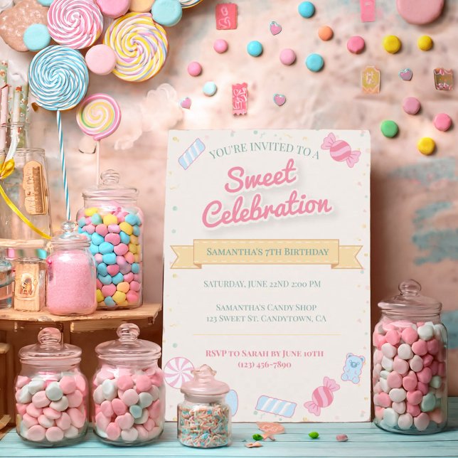 Invitation Boutique de friandises rétro, douceur exquise (Créateur téléchargé)