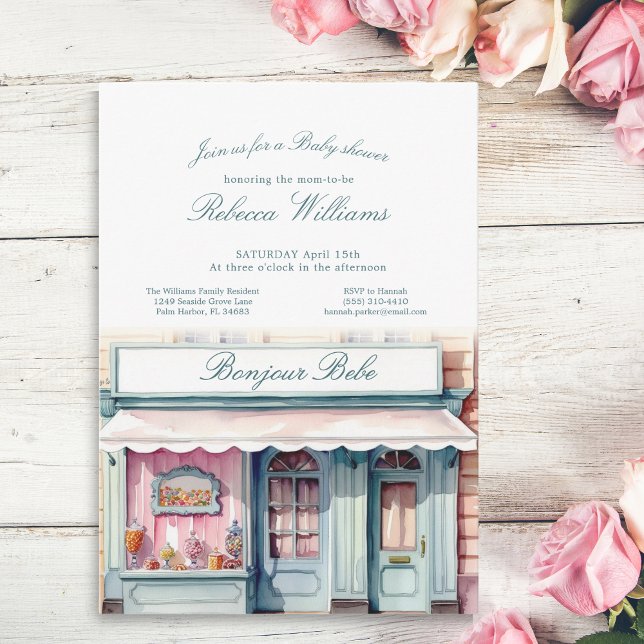Invitation Boutique française Bonjour Bebe Baby shower (Créateur téléchargé)