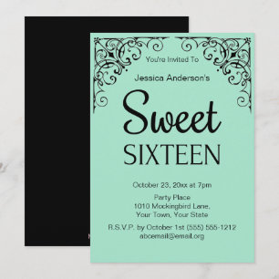 Invitation Boutique Parisienne Mint Green Sweet sixteen noir