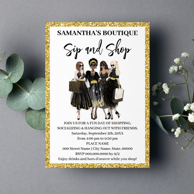 Invitation Boutique Sip and Shop Up (Créateur téléchargé)