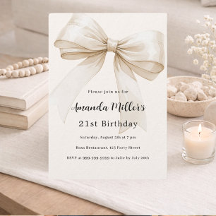 Invitation Bouton beige élégant luxe anniversaire