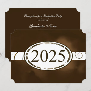Invitation Bouton Brown & blanc Floral 2025 Graduation Party
