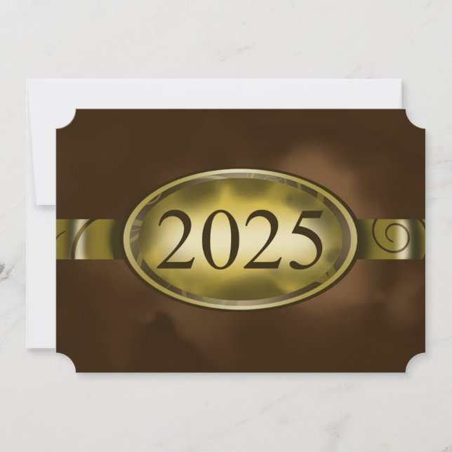 Invitation Bouton Brown et or floral 2025 Card (Devant)