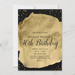 Invitation Bouton d'aquarelle or sur noir