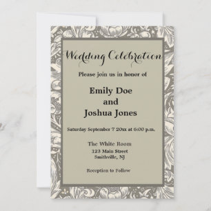 Invitation Bouton de fiancé en damas antique de William Morri