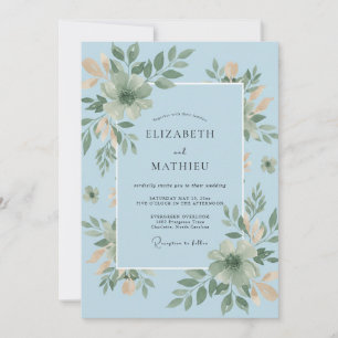 Invitation Bouton d'or Azur Feuillage Eucalyptus Mariage
