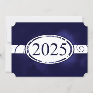 Invitation Bouton floral bleu et blanc 2025 Card