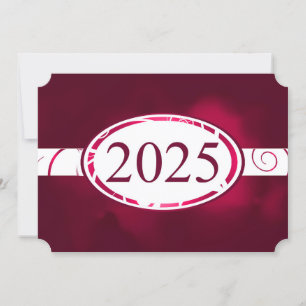 Invitation Bouton floral bordeaux et blanc 2025 Card
