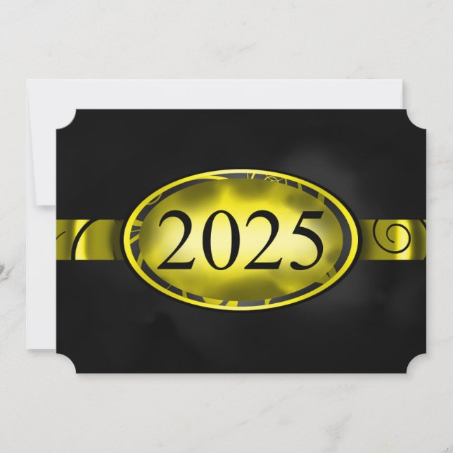 Invitation Bouton floral jaune et noir 2025 Card (Devant)