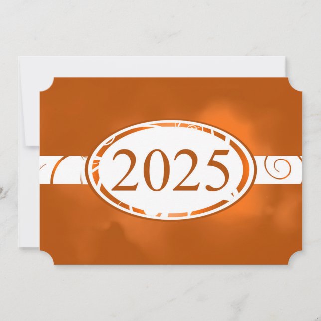 Invitation Bouton floral orange et blanc 2025 Card (Devant)