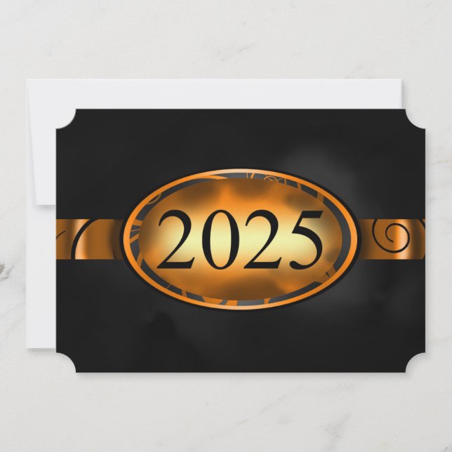 Invitation Bouton floral orange et noir 2025 Card (Devant)