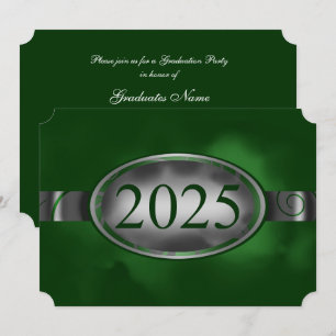 Invitation Bouton floral vert/argent 2025 Graduation Party