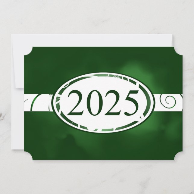 Invitation Bouton floral vert et blanc 2025 Card (Devant)