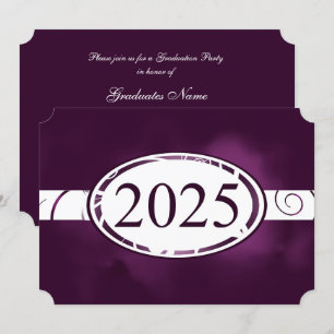Invitation Bouton Floral violet et blanc 2025 Graduation Part