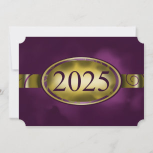 Invitation Bouton Floral violet et or 2025 Card