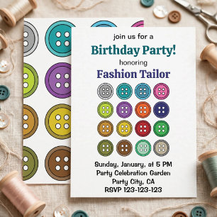 Invitation Boutons de couture colorés Mode Tailleur Anniversa