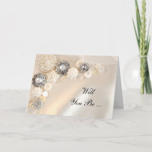 Invitation Boutons Diamants Perles Serez-Vous Ma Serveuse D'É