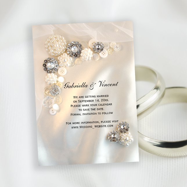 Invitation Boutons Diamond Pearl Blanc Mariage Enregistrer la (Créateur téléchargé)