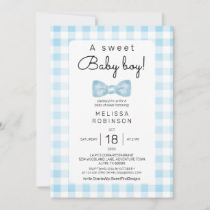 Invitation Bow Baby Boy Douche