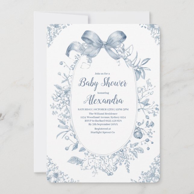 Invitation Bow bleu vintage Dusty (Devant)