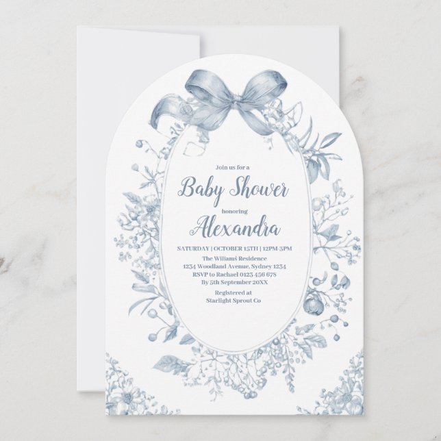 Invitation Bow bleu vintage Dusty (Devant)