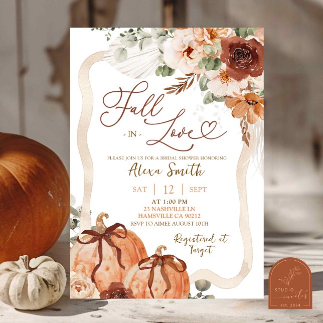 Invitation Bow Coquette Citrouille Automne Ivory Boho Douche (Créateur téléchargé)