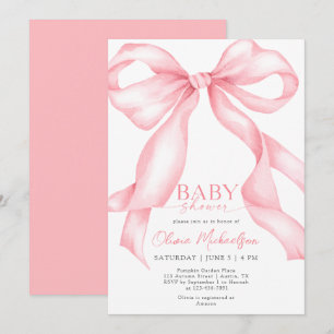 Invitation Bow Coquette Pink Ribbon Élégant Baby shower fille