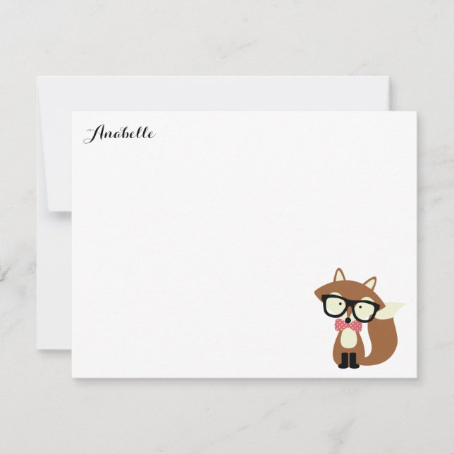 Invitation Bow Cravate et lunettes Hipster Fox Merci Notes (Devant)
