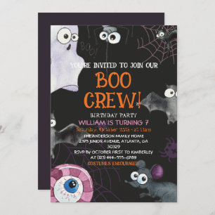 Invitation Bow Crew Fun Kids Halloween fête d'anniversaire